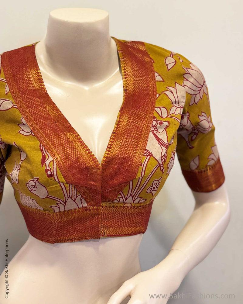 BL-X11166 Yellow Kalamkari Blouse