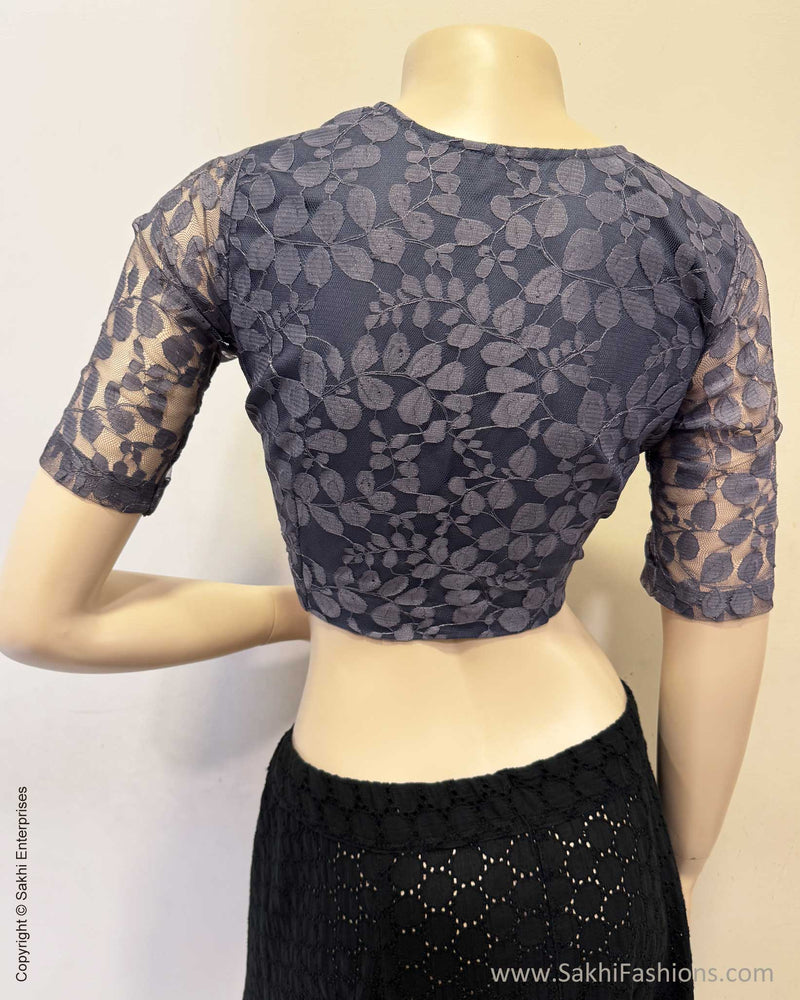 BL-W07046 Grey Lace Blouse