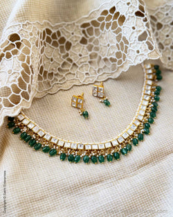 AJ-X15043 Green Kundan Necklace
