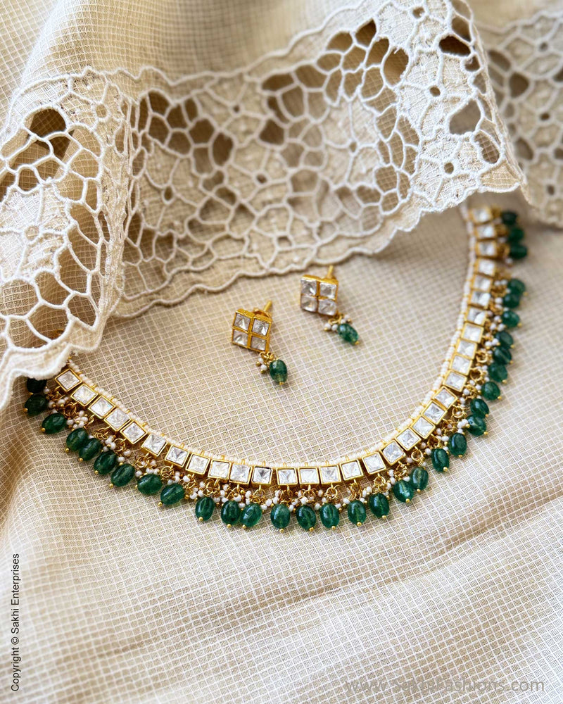 AJ-X15043 Green Kundan Necklace