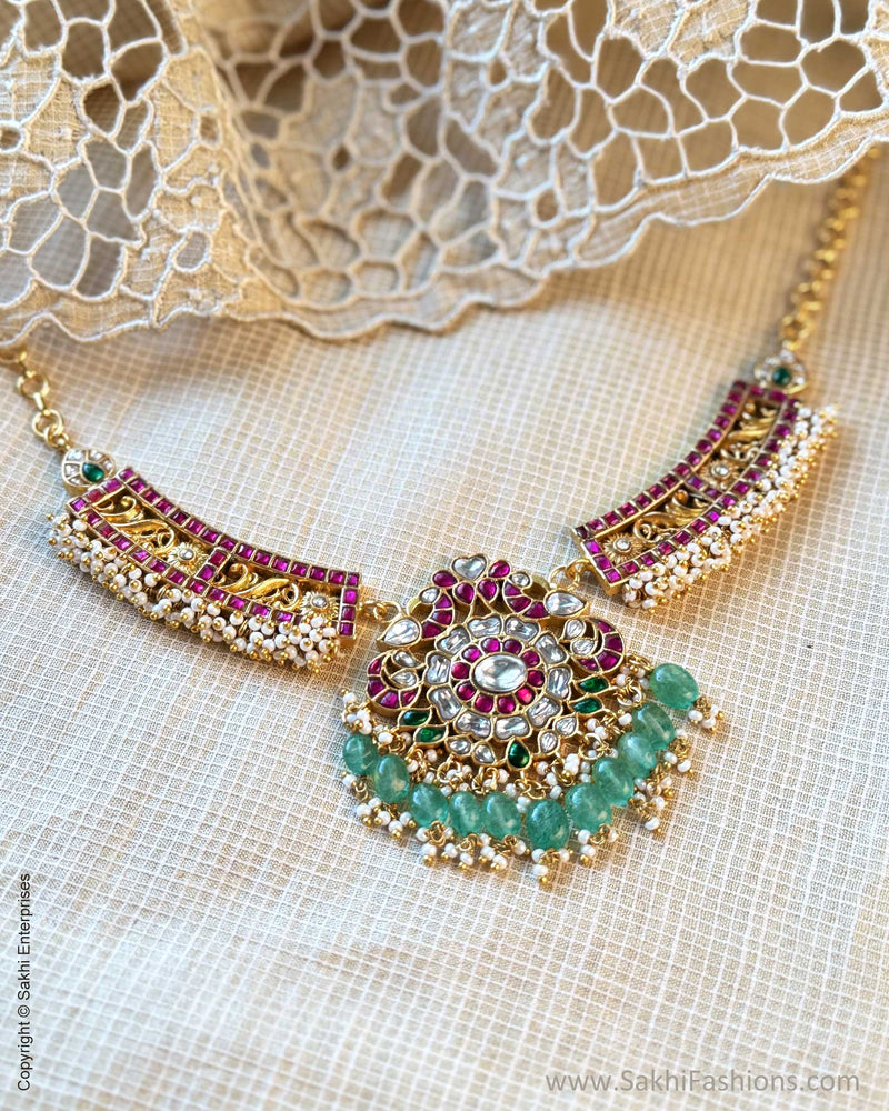 AJ-X15064 Gold pearl ruby Necklace