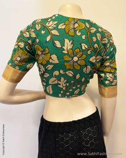 BL-W14827R Green Kalamkari Blouse