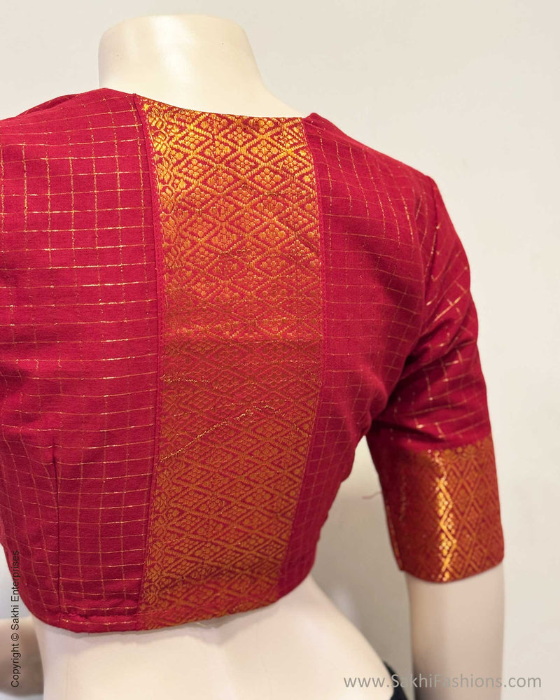 BL-X25214 Red Madurai Cotton Blouse