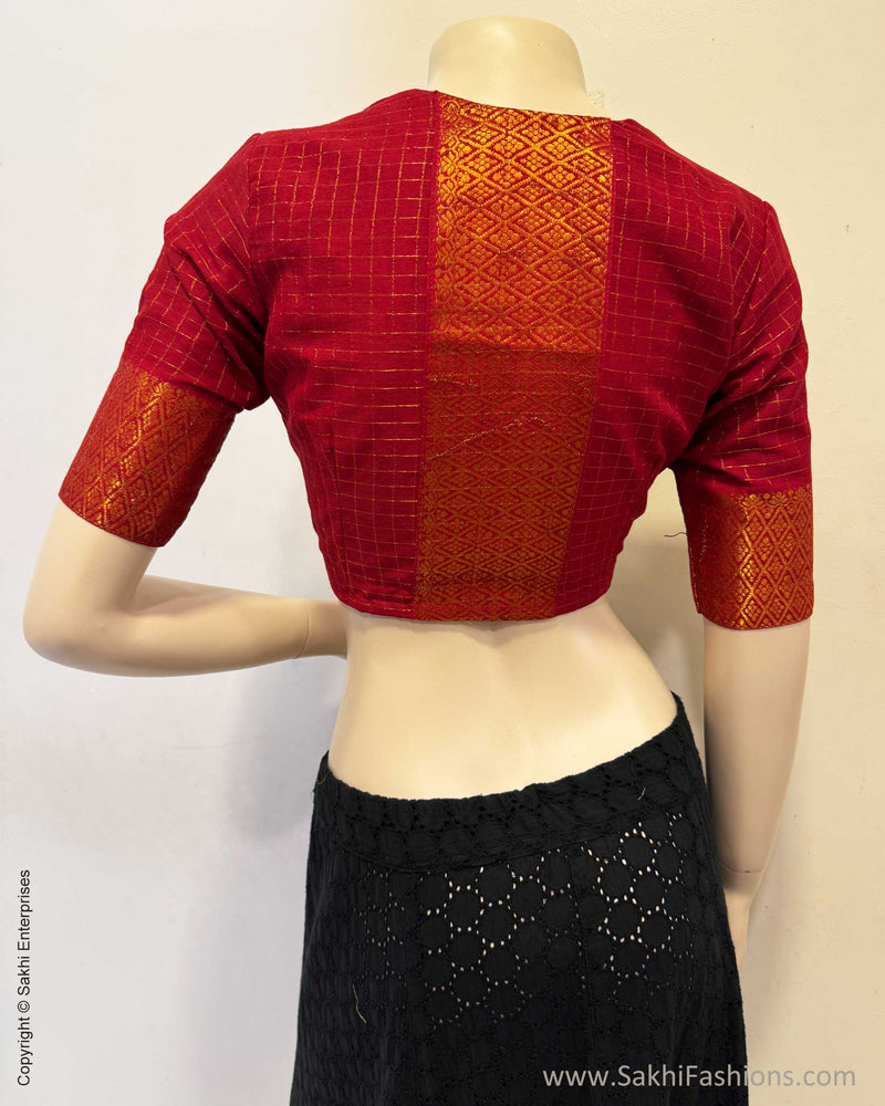 BL-X25214 Red Madurai Cotton Blouse