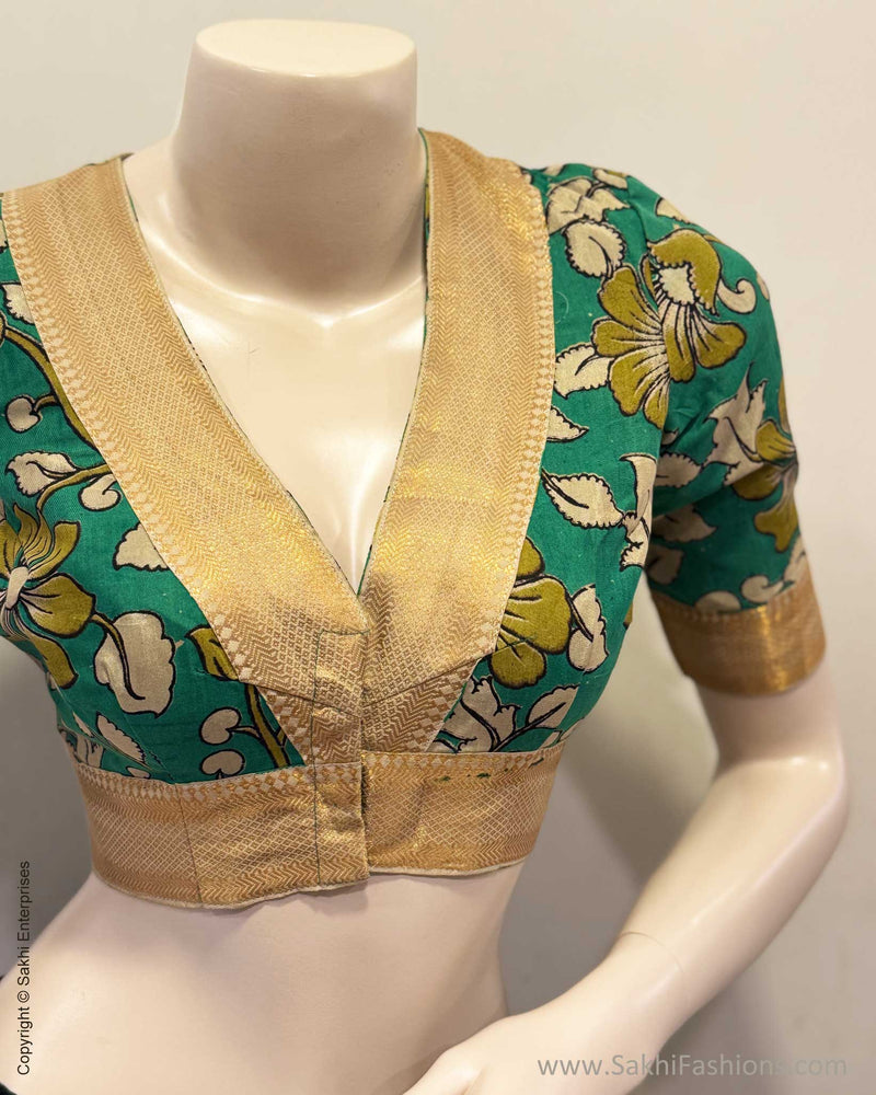 BL-W14827R Green Kalamkari Blouse