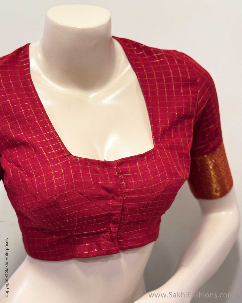BL-X25214 Red Madurai Cotton Blouse