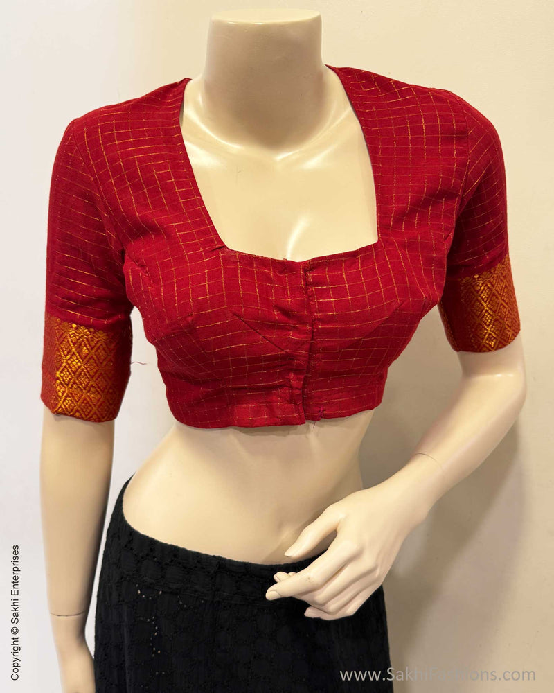BL-X25214 Red Madurai Cotton Blouse