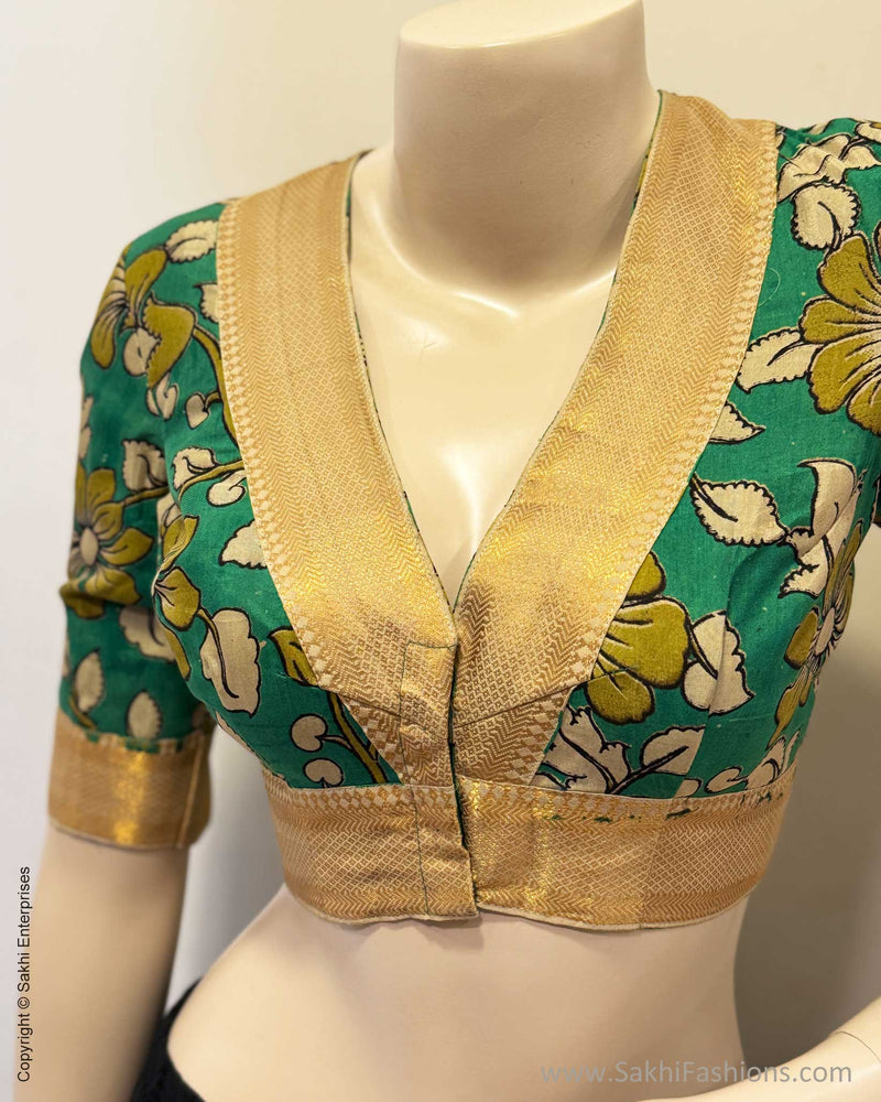 BL-W14827R Green Kalamkari Blouse