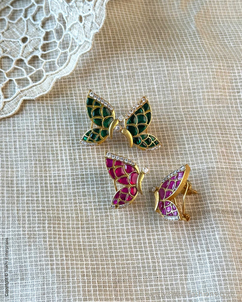 AJ-X15522 Pink Butterfly Earring