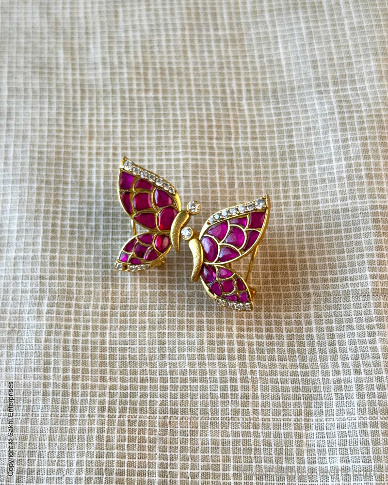 AJ-X15522 Pink Butterfly Earring