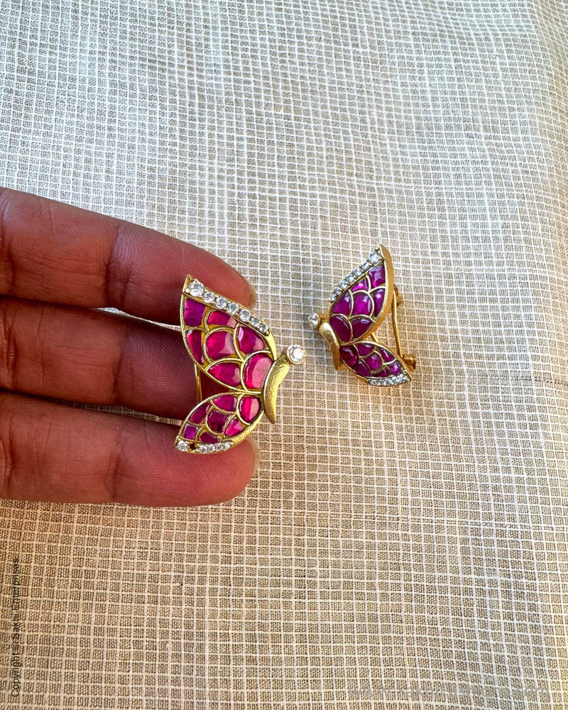 AJ-X15522 Pink Butterfly Earring