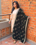 EE-X15384 Green Velvet Dupatta