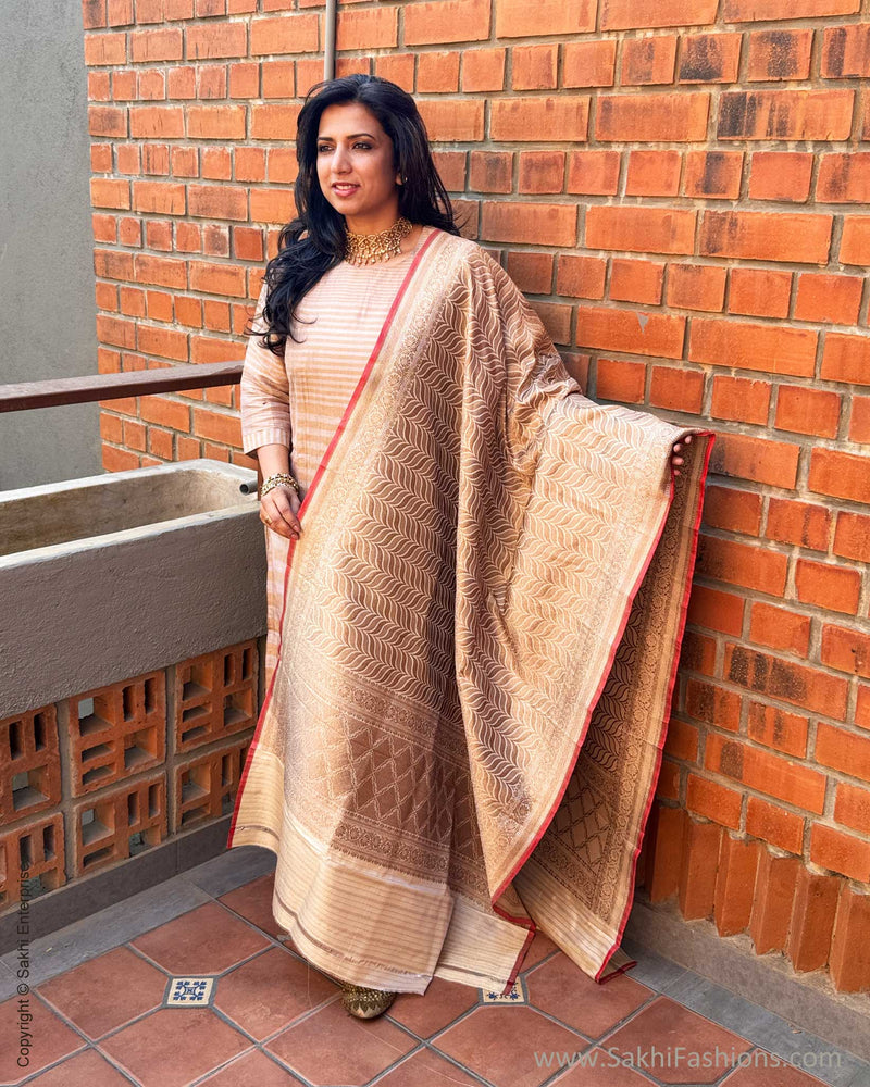 EE-X15899 Cream Banarsi Dupatta