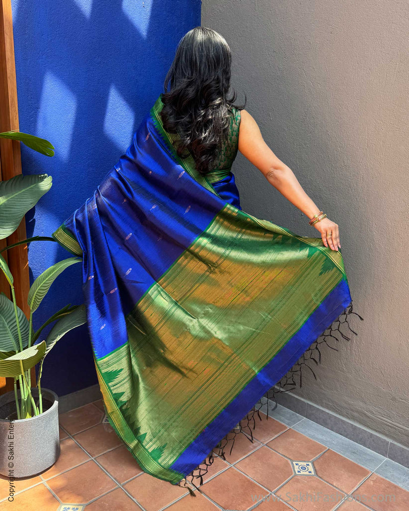 EE-X14876 Blue Green rawsilk sari