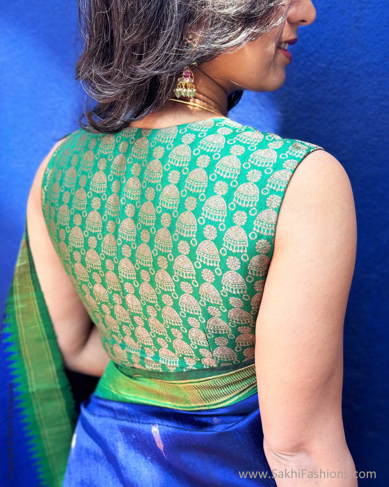 EE-X14876 Blue Green rawsilk sari
