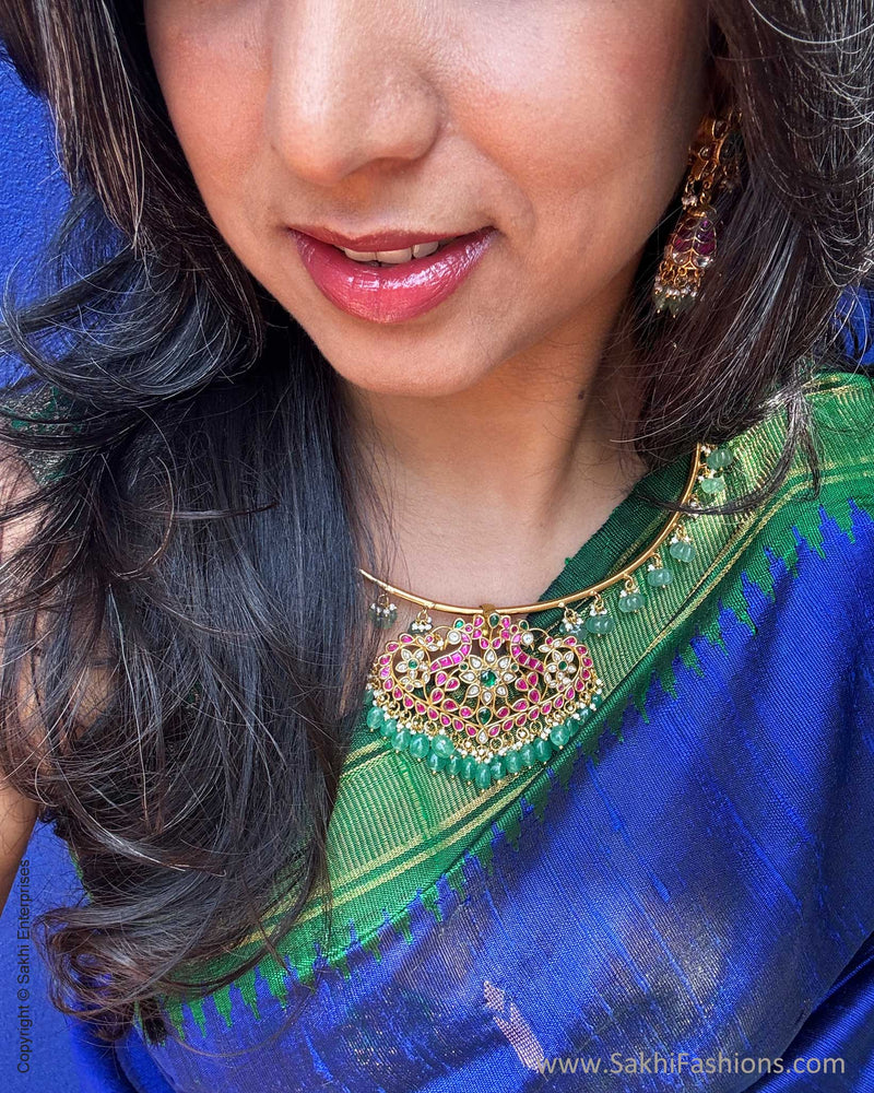 EE-X14876 Blue Green rawsilk sari