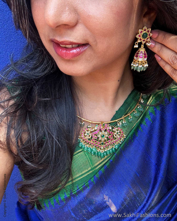 EE-X14876 Blue Green rawsilk sari