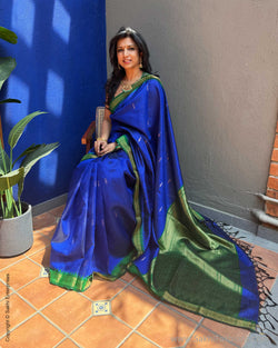 EE-X14876 Blue Green rawsilk sari