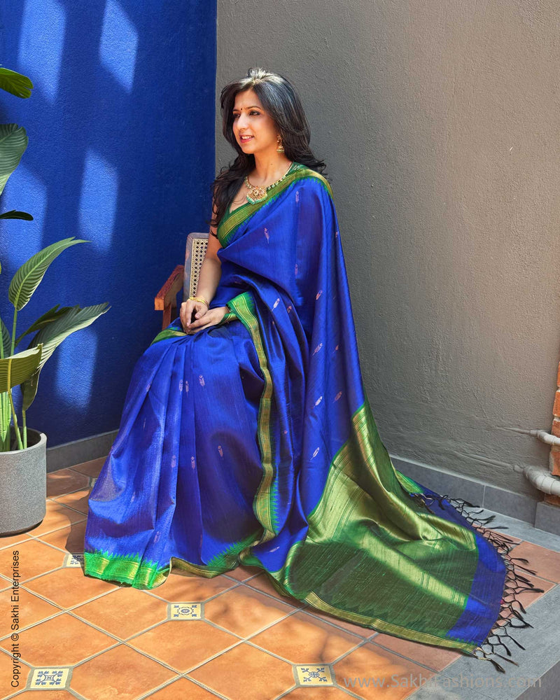 EE-X14876 Blue Green rawsilk sari