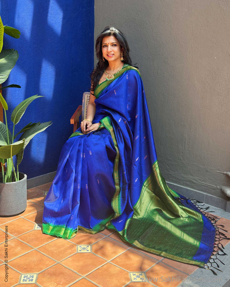 EE-X14876 Blue Green rawsilk sari