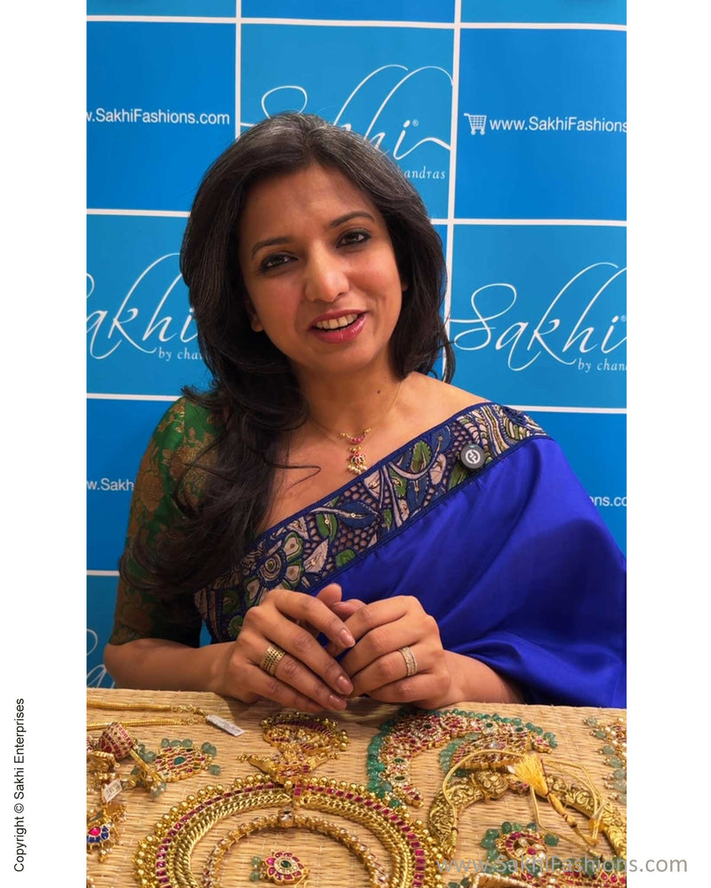 DP-X15588 Blue Kalamkari Cutwork sari