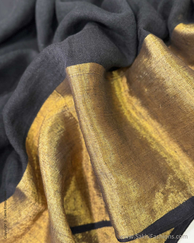 EE-W16725 Black Linen Saree