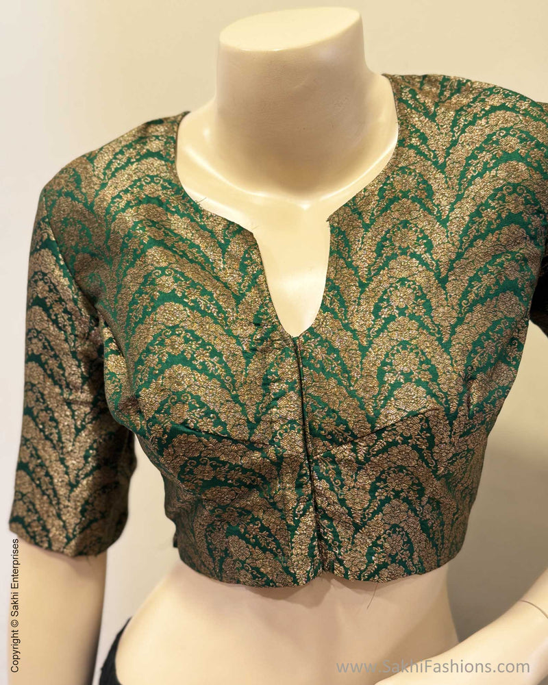 BL-X15906R Green Banarsi Blouse