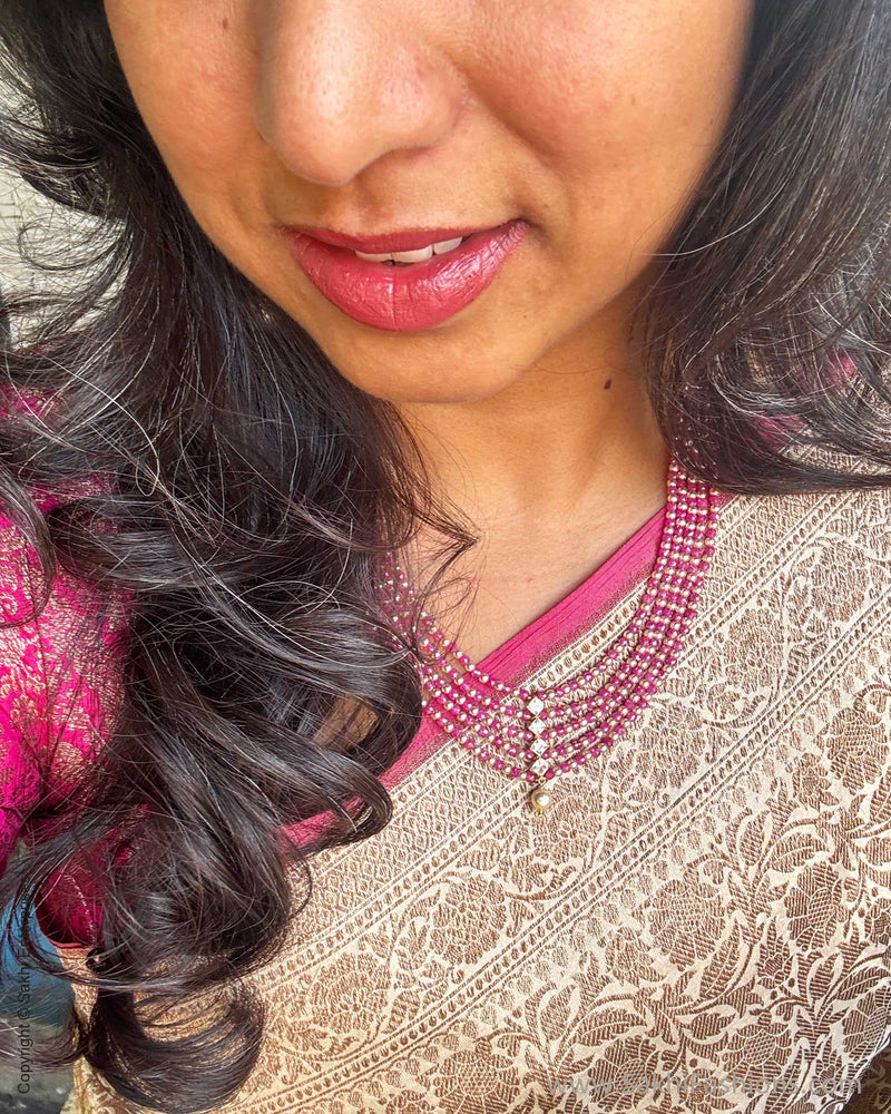 EE-X17203 Cream Pink Banarsi Frill Sari