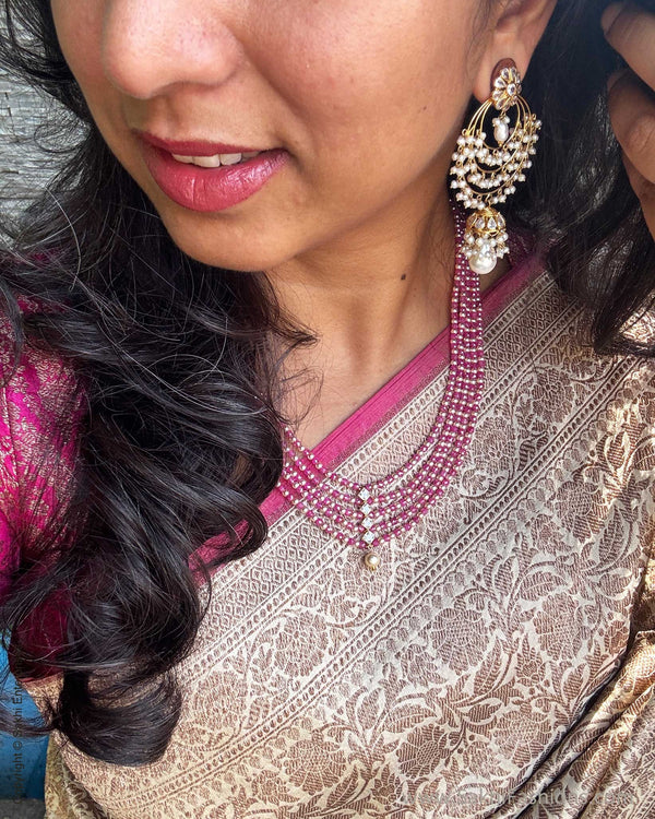 EE-X17203 Cream Pink Banarsi Frill Sari