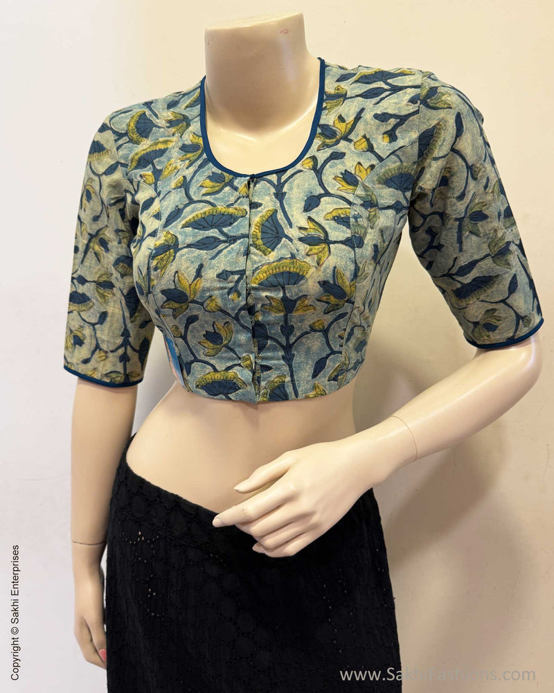 BL-X16361 Blue cotton blouse