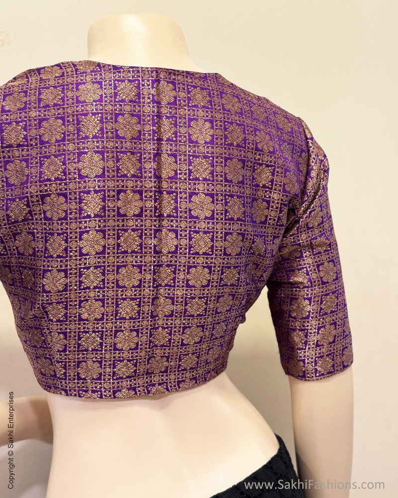 BL-X15916R Purple Banarsi Blouse