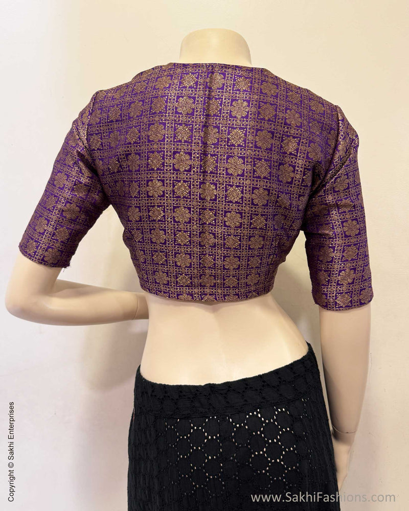 BL-X15916R Purple Banarsi Blouse