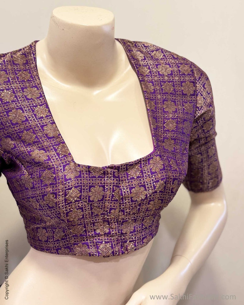 BL-X15916R Purple Banarsi Blouse