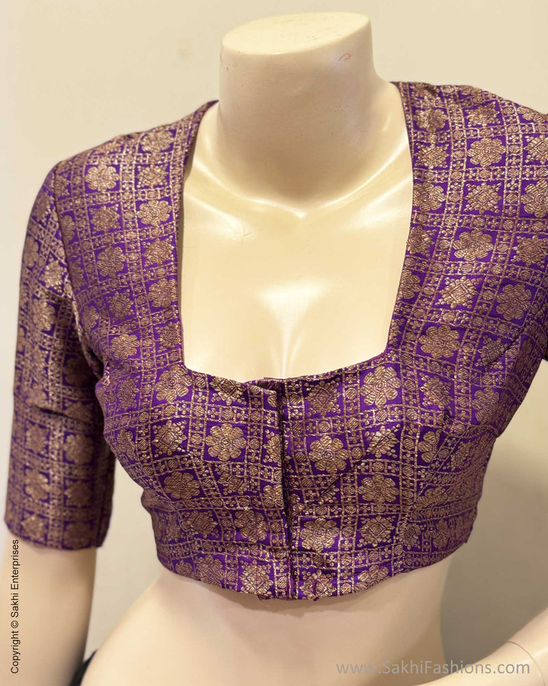 BL-X15916R Purple Banarsi Blouse