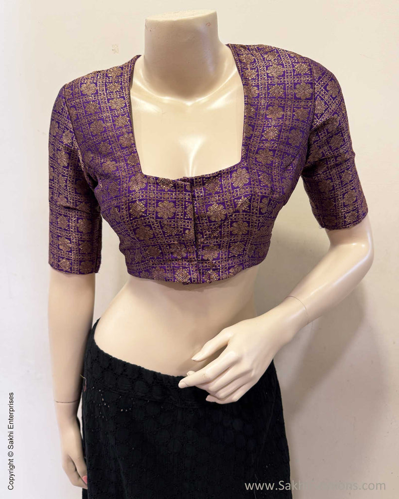 BL-X15916R Purple Banarsi Blouse