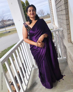 DP-Y18925 Purple Tissue Cotton Sari