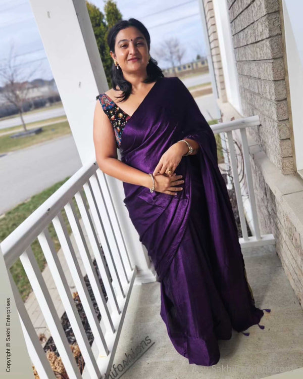 DP-Y18925 Purple Tissue Cotton Sari