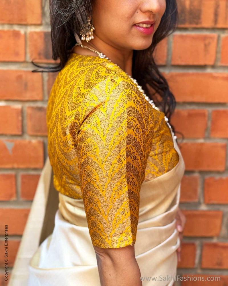 BL-X15912 Yellow Banarsi Blouse