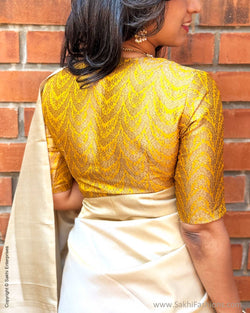 BL-X15912 Yellow Banarsi Blouse