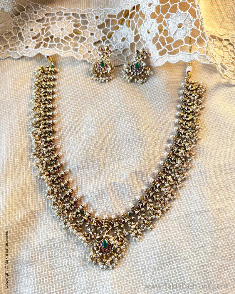 AJDS-20825 -Mix Metal Necklace & Earring