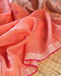DP-Y00278 Peach Linen Saree