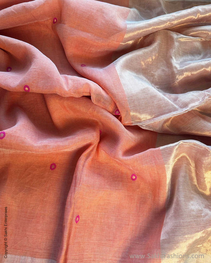 DP-Y00278 Peach Linen Saree