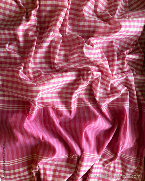 DP-Y00989 Cream Pink Check Saree