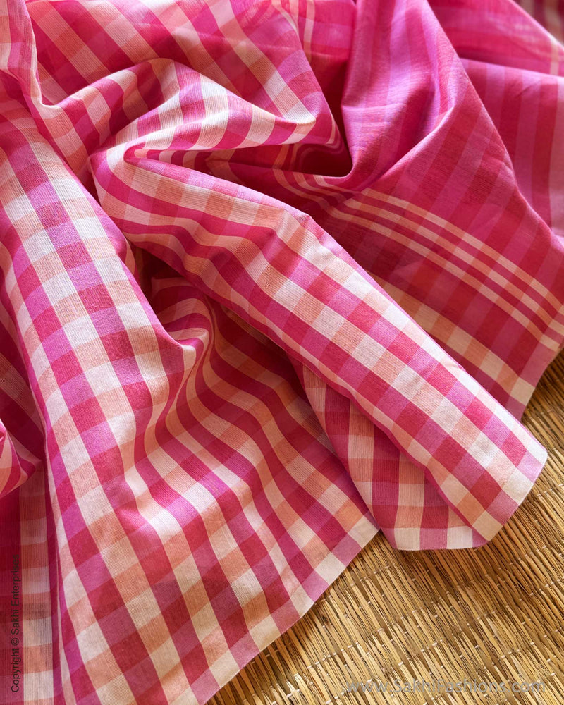DP-Y00989 Cream Pink Check Saree