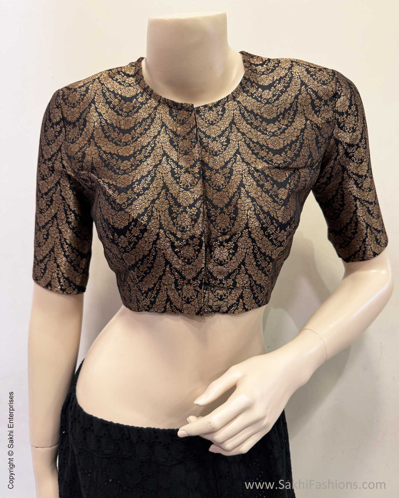 BL-V08237R Black Banarsi Blouse