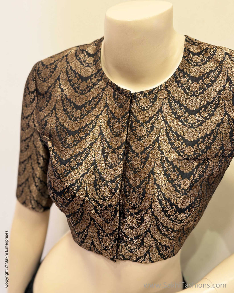 BL-V08237R Black Banarsi Blouse