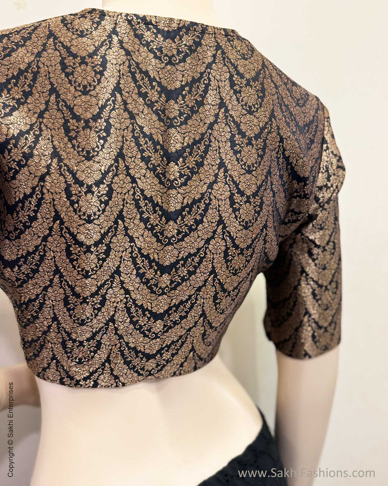 BL-V08237R Black Banarsi Blouse