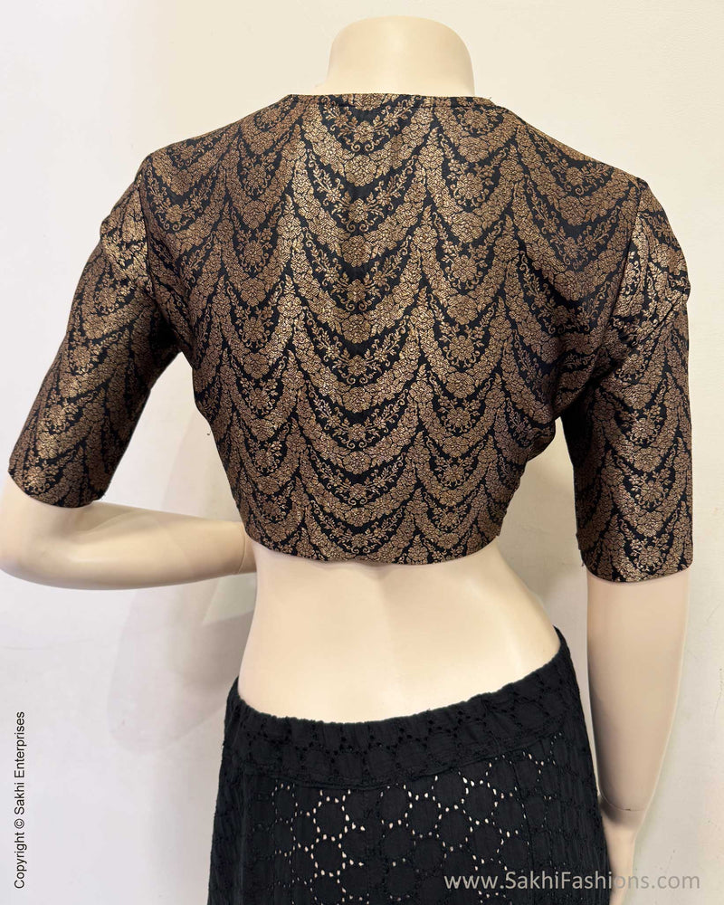 BL-V08237R Black Banarsi Blouse