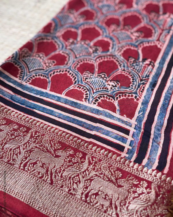 DP-Y01795 Red Ajrakh Saree