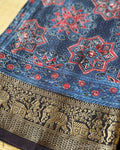 DP-Y01794 Blue Ajrakh Saree